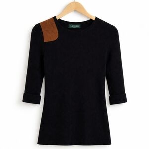 Lauren Ralph Lauren Navy Suede Womens Top Size Small